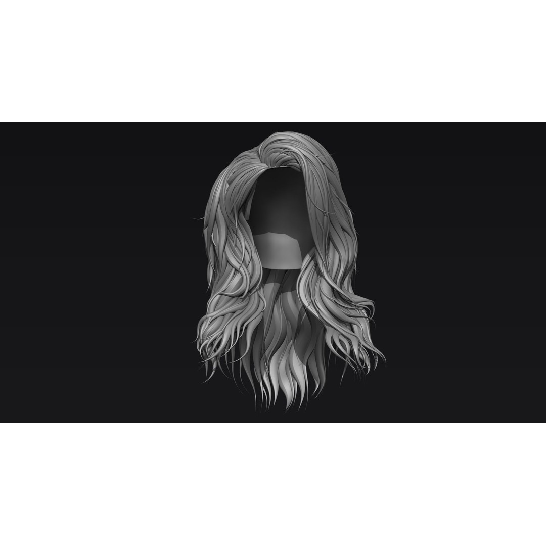 Realistic Female Hair 3D Model – High Poly ZBrush Sculpt, OBJ Format - View 3