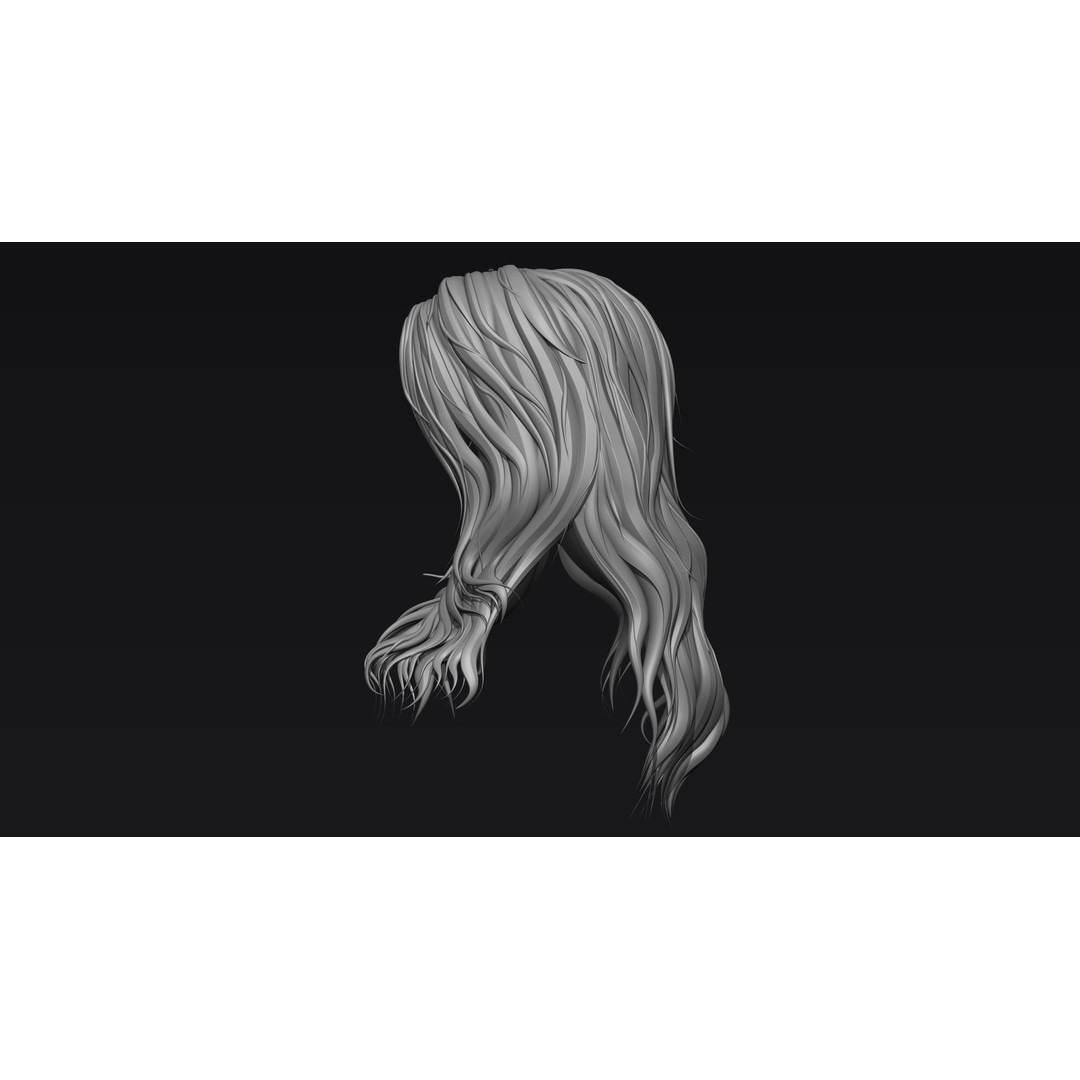 Realistic Female Hair 3D Model – High Poly ZBrush Sculpt, OBJ Format - View 4
