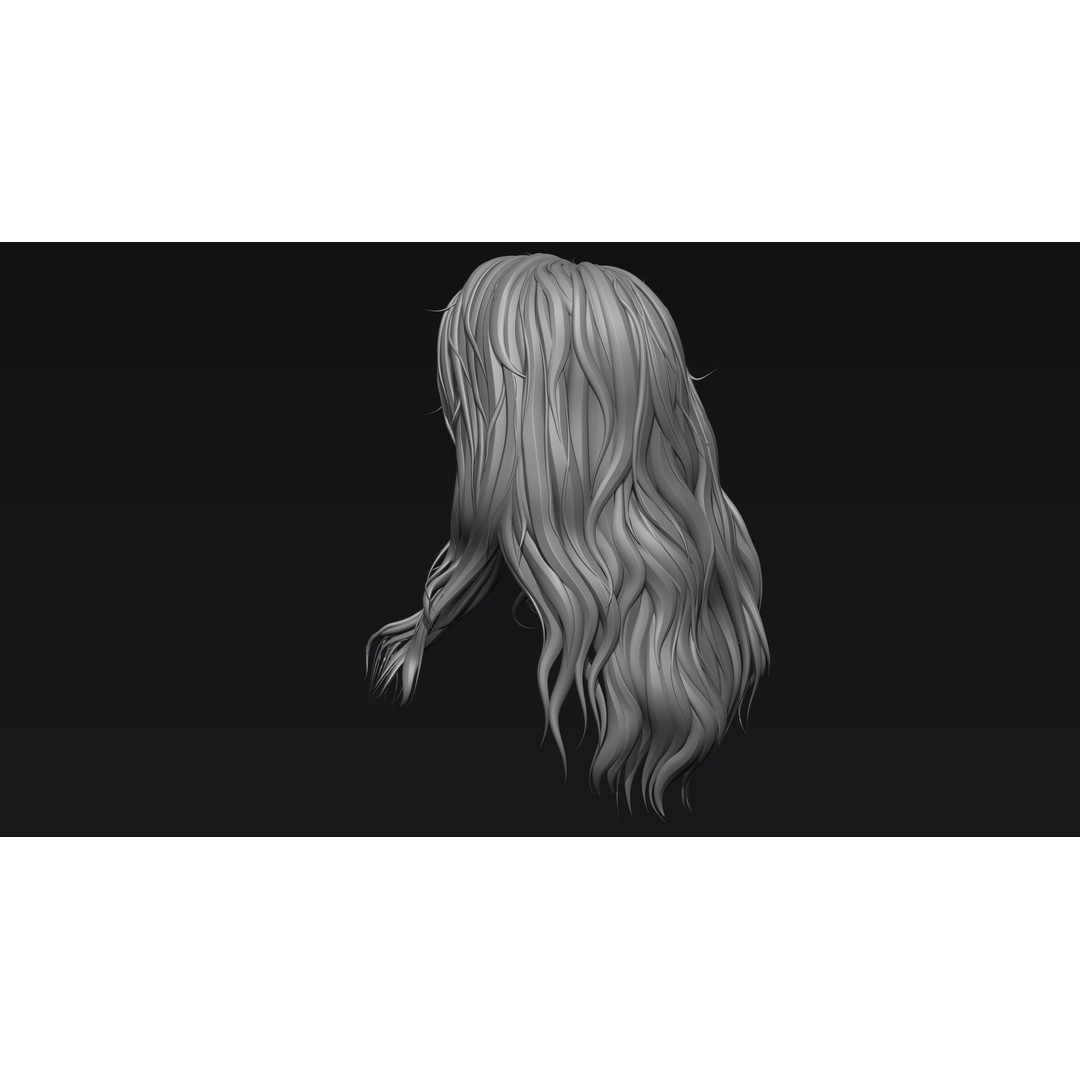 Realistic Female Hair 3D Model – High Poly ZBrush Sculpt, OBJ Format - View 5