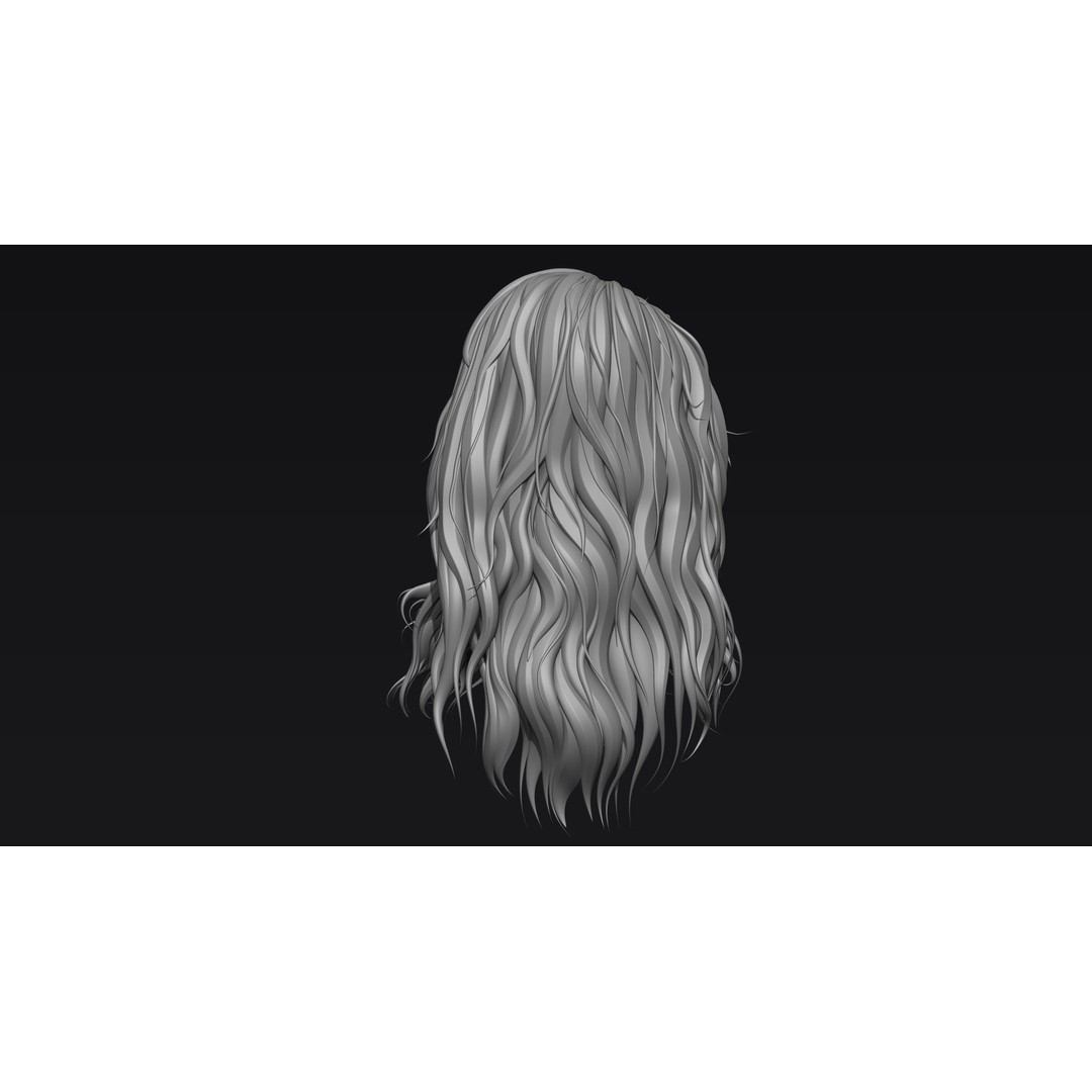 Realistic Female Hair 3D Model – High Poly ZBrush Sculpt, OBJ Format - View 6