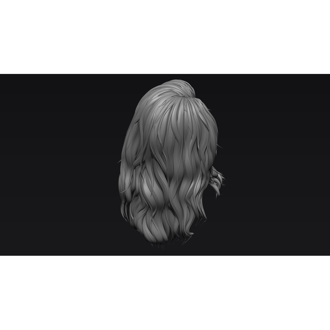 Realistic Female Hair 3D Model – High Poly ZBrush Sculpt, OBJ Format - View 7