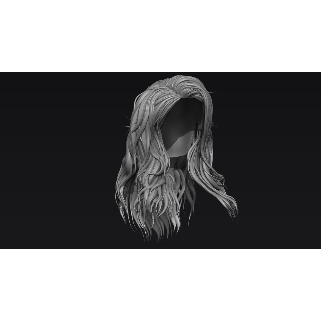 Realistic Female Hair 3D Model – High Poly ZBrush Sculpt, OBJ Format - View 8