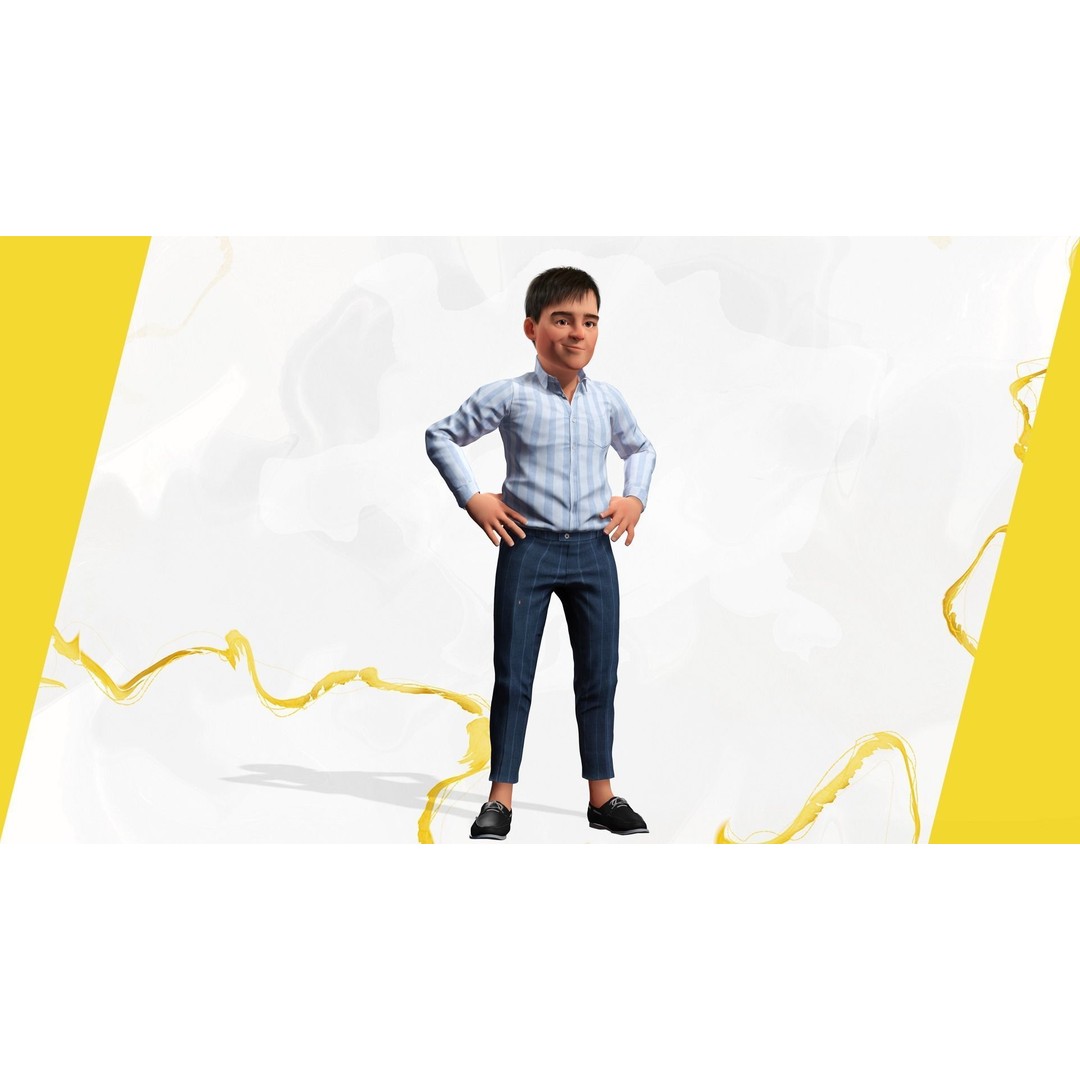 Classic Toon Guy 3D Model – Cartoon Male, Rigged Low-Poly Asset, FBX - View 11