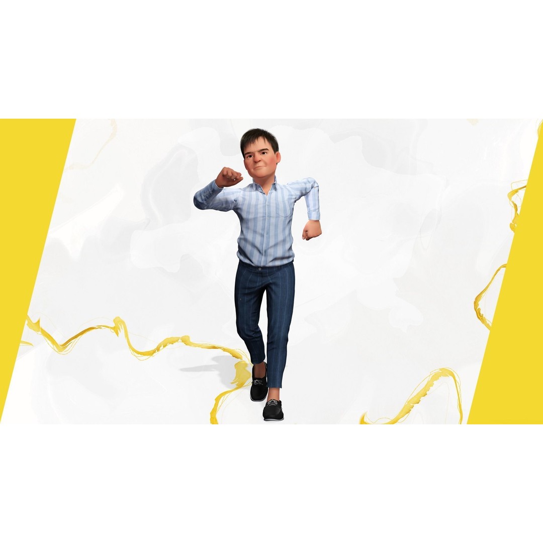 Classic Toon Guy 3D Model – Cartoon Male, Rigged Low-Poly Asset, FBX - View 12