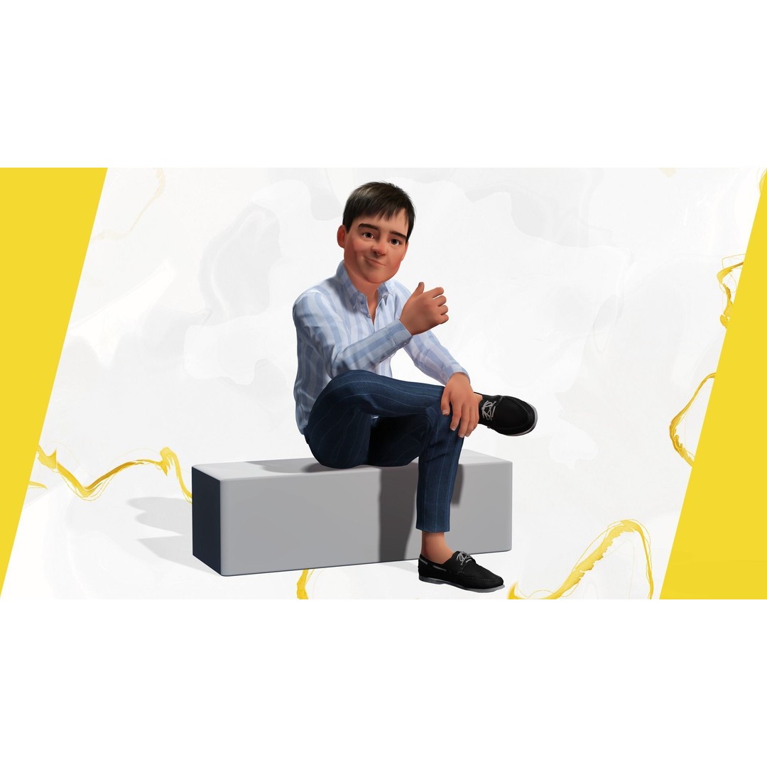 Classic Toon Guy 3D Model – Cartoon Male, Rigged Low-Poly Asset, FBX - View 7