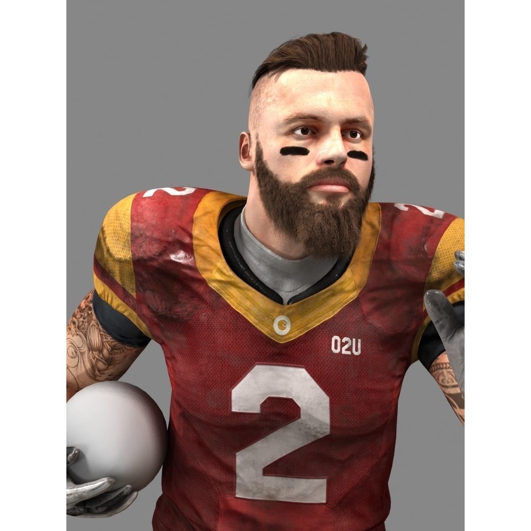 Animated American Football Player 3D Model – Low Poly Game Asset, FBX - View 13