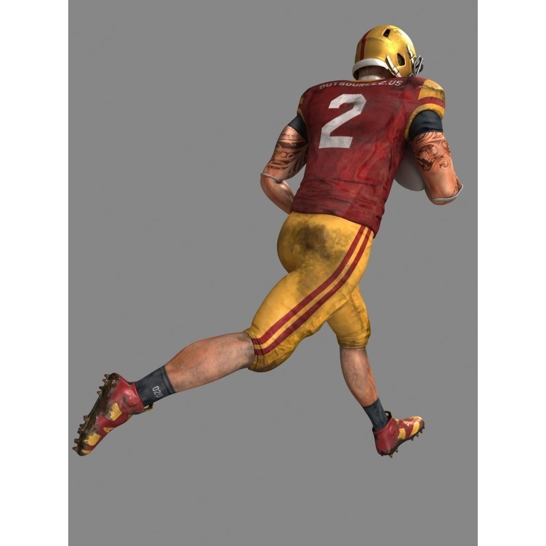 Animated American Football Player 3D Model – Low Poly Game Asset, FBX - View 14