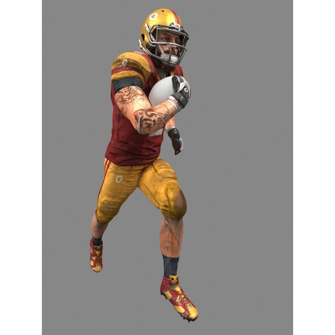Animated American Football Player 3D Model – Low Poly Game Asset, FBX - View 15