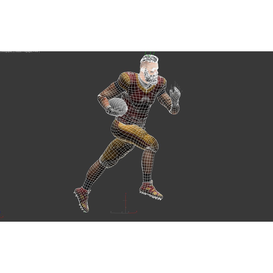 Animated American Football Player 3D Model – Low Poly Game Asset, FBX - View 18