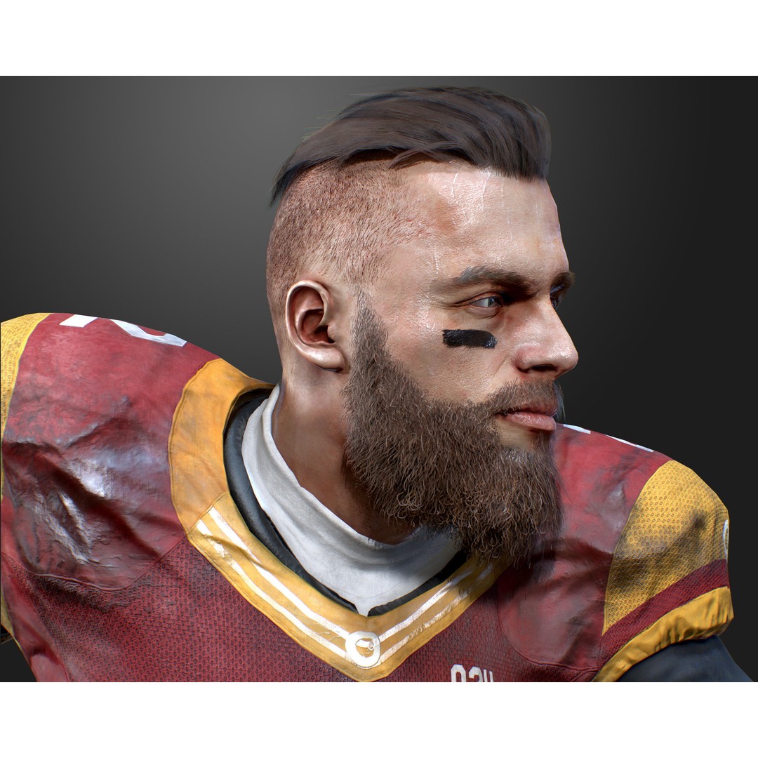 Animated American Football Player 3D Model – Low Poly Game Asset, FBX - View 3