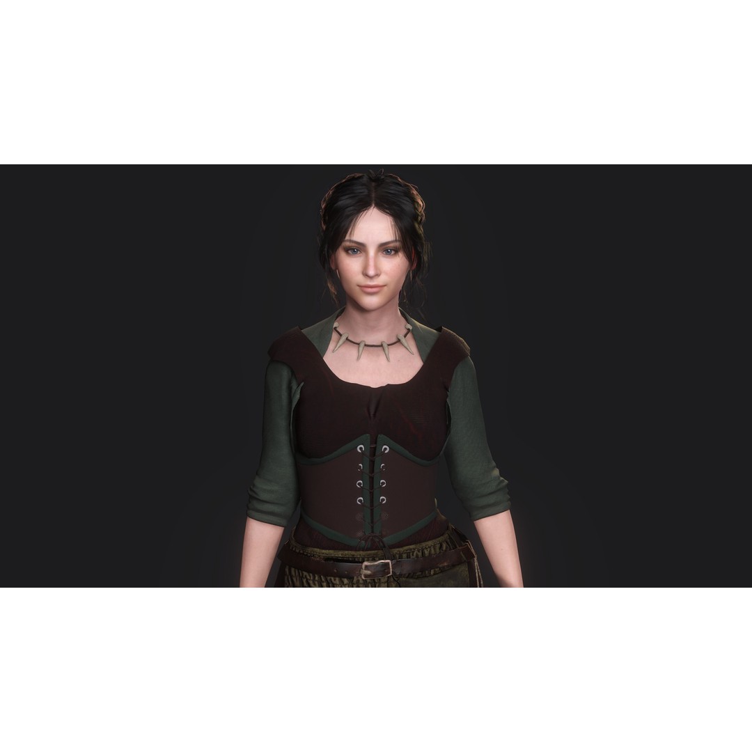 Young Meat Butcher Girl 3D Model – Low-Poly Rigged Character, FBX - View 11