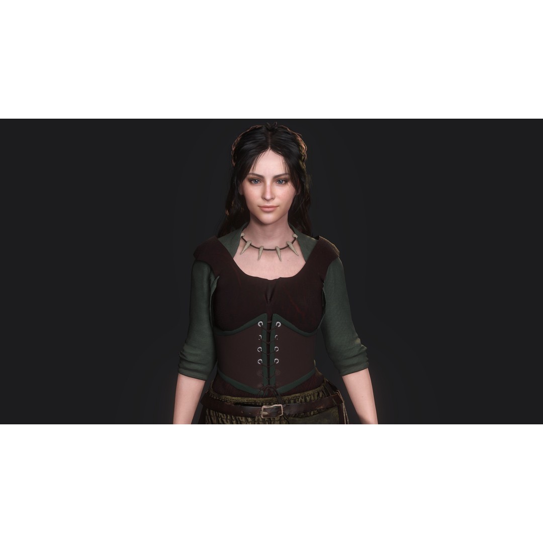 Young Meat Butcher Girl 3D Model – Low-Poly Rigged Character, FBX - View 12