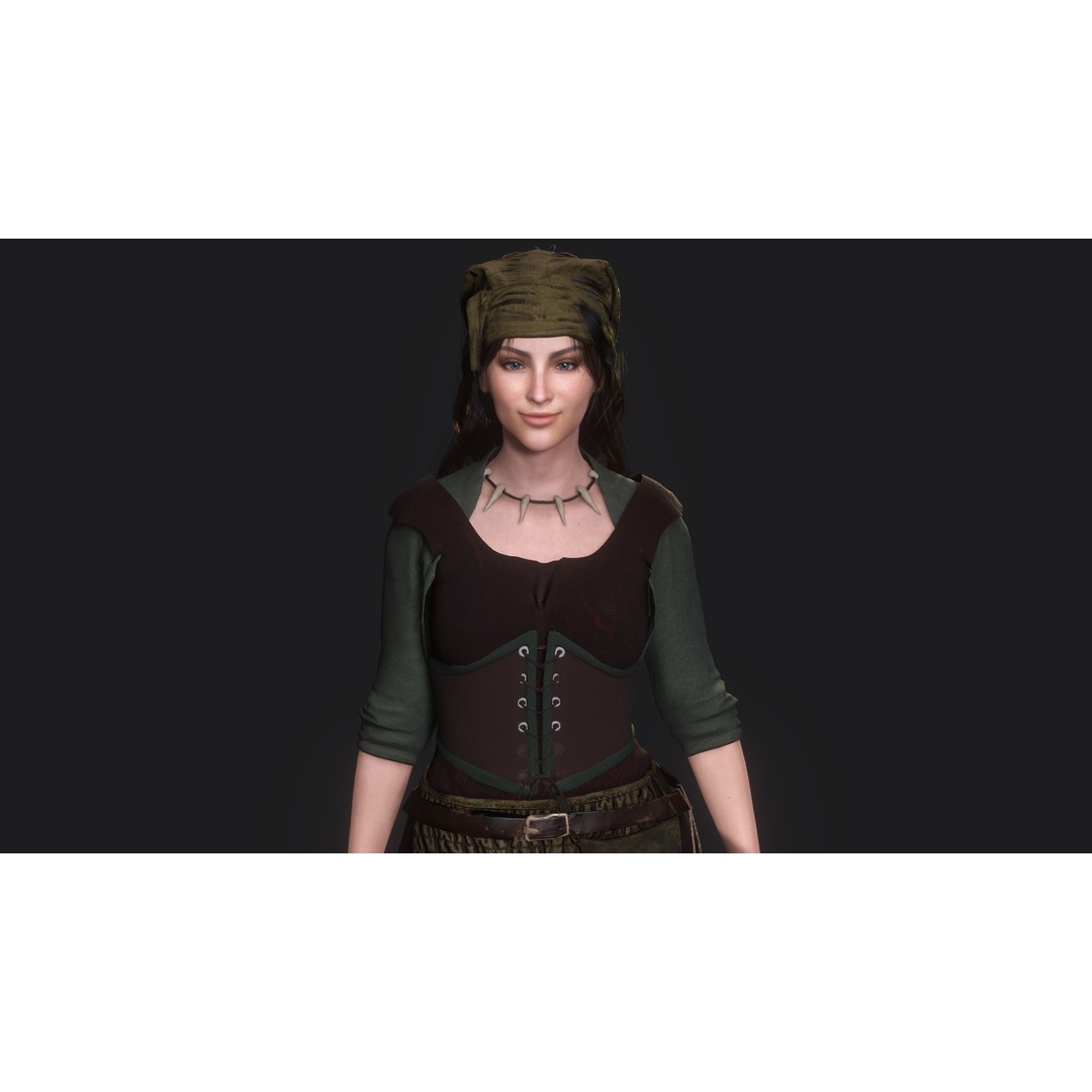 Young Meat Butcher Girl 3D Model – Low-Poly Rigged Character, FBX - View 13