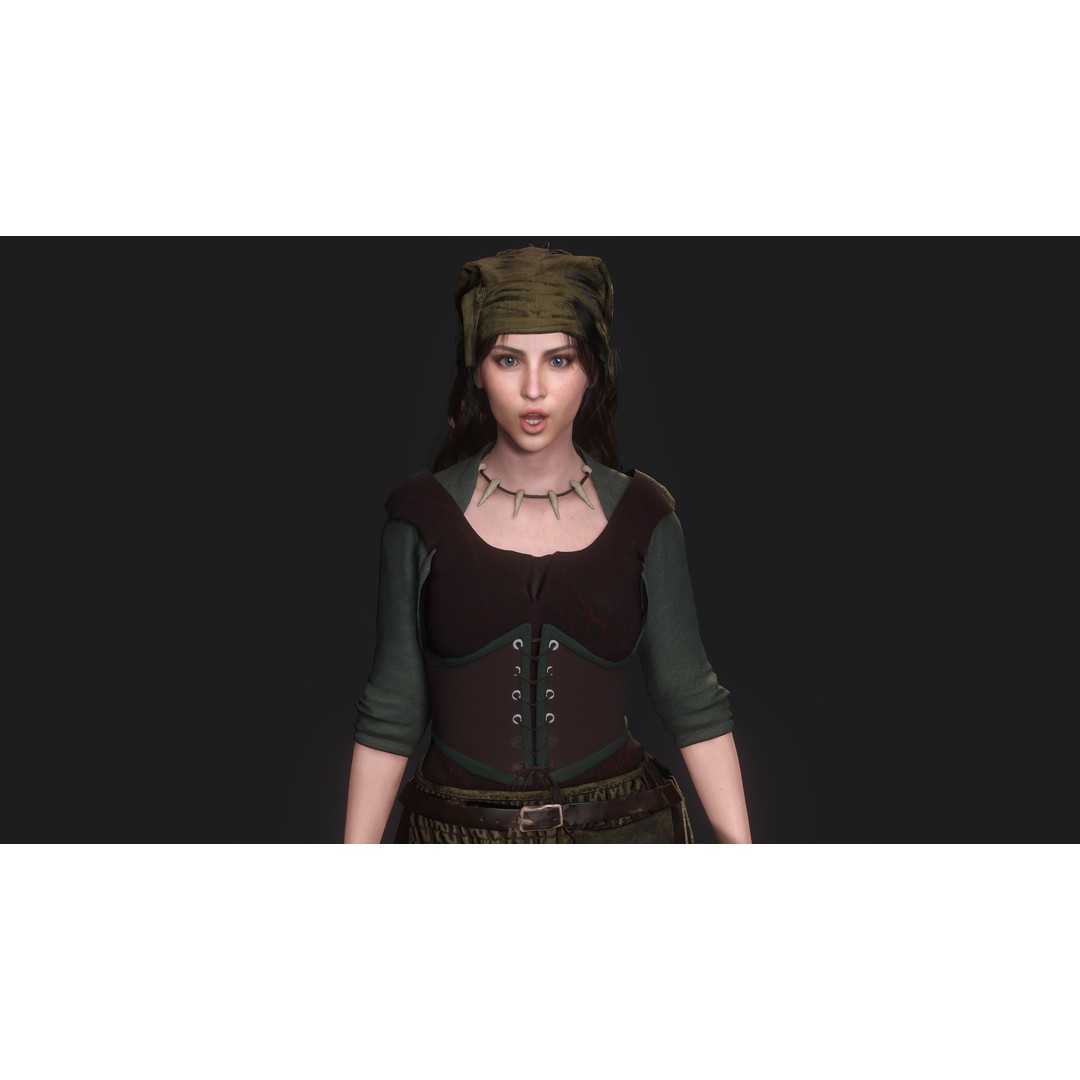 Young Meat Butcher Girl 3D Model – Low-Poly Rigged Character, FBX - View 16