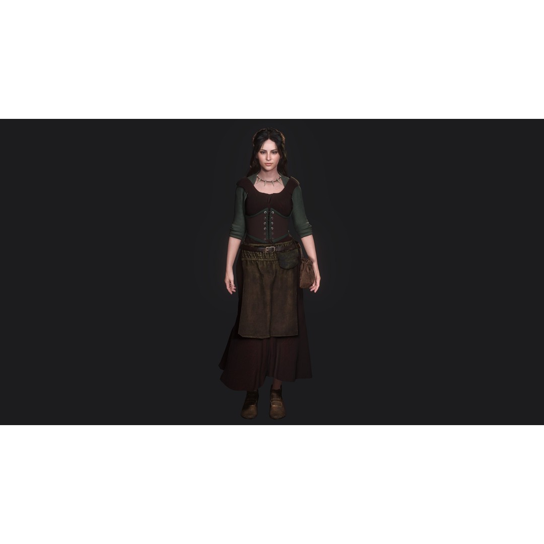 Young Meat Butcher Girl 3D Model – Low-Poly Rigged Character, FBX - View 19