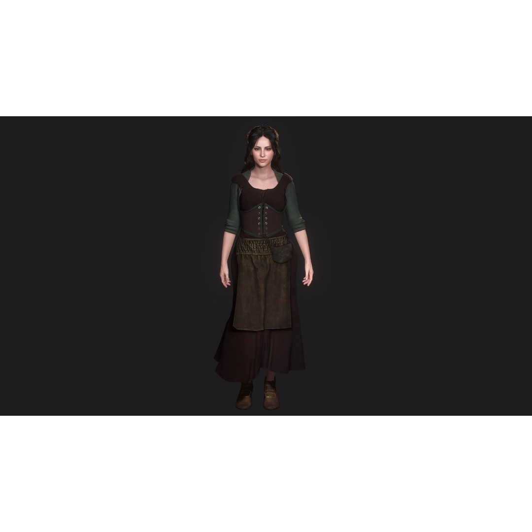 Young Meat Butcher Girl 3D Model – Low-Poly Rigged Character, FBX - View 20