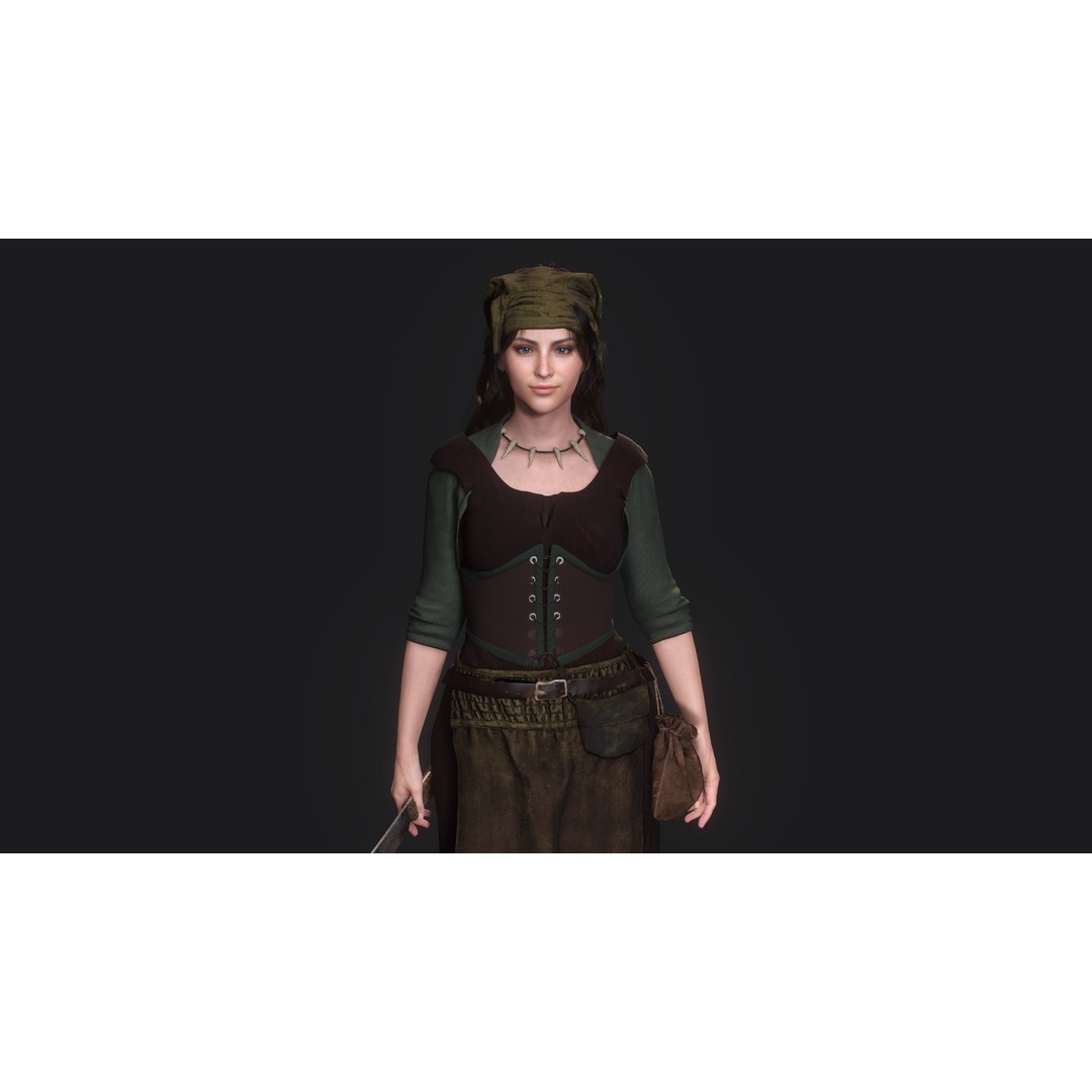 Young Meat Butcher Girl 3D Model – Low-Poly Rigged Character, FBX - View 5