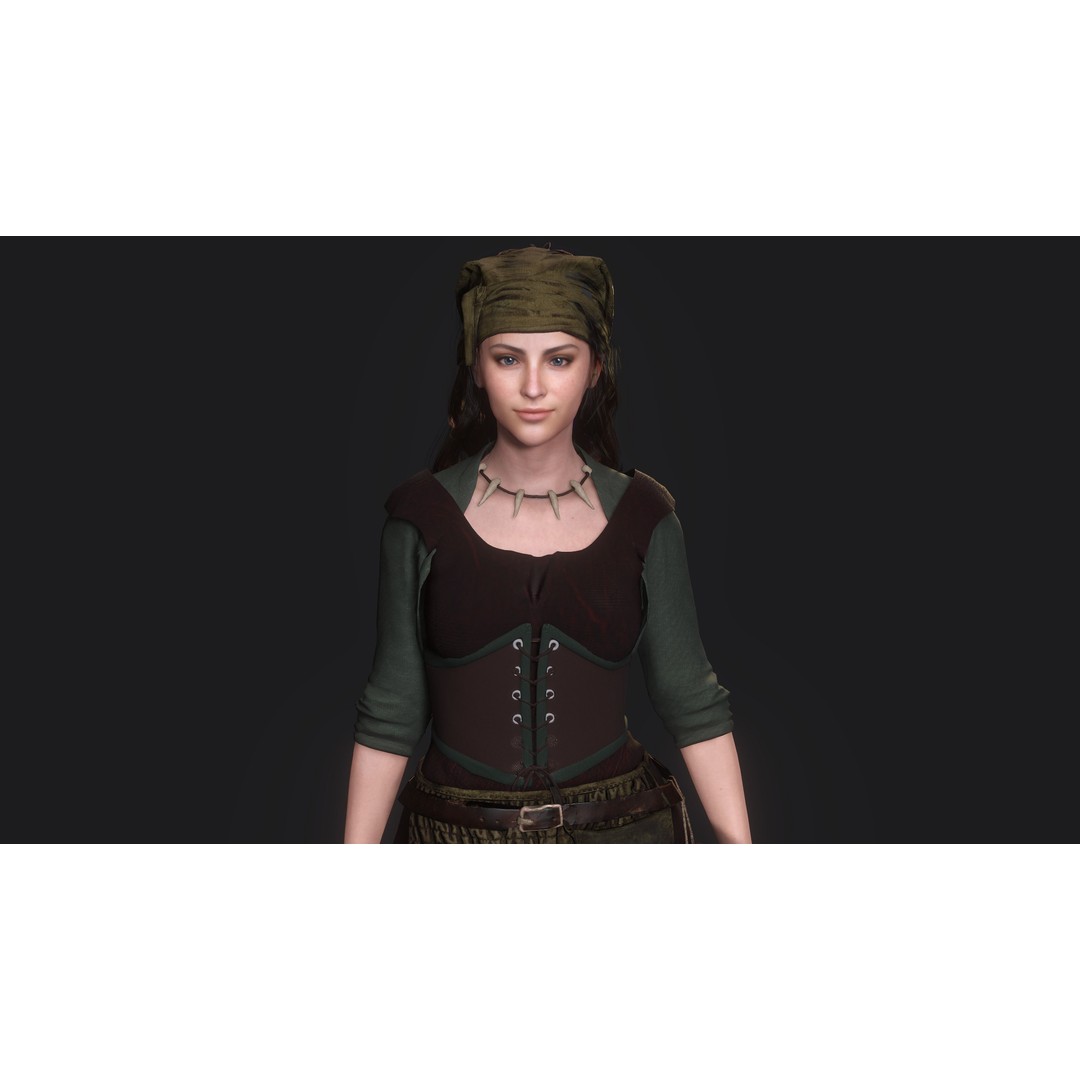 Young Meat Butcher Girl 3D Model – Low-Poly Rigged Character, FBX - View 7