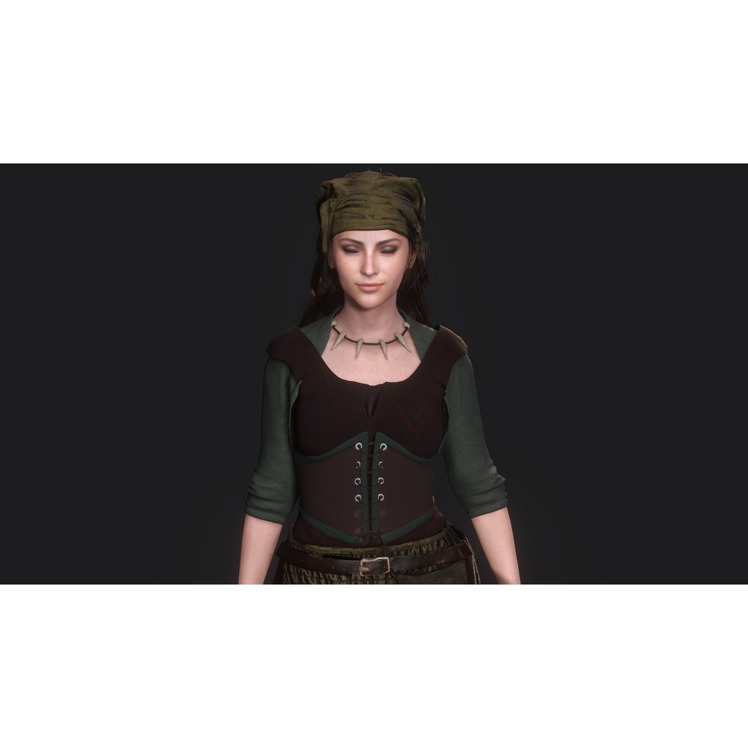Young Meat Butcher Girl 3D Model – Low-Poly Rigged Character, FBX - View 8