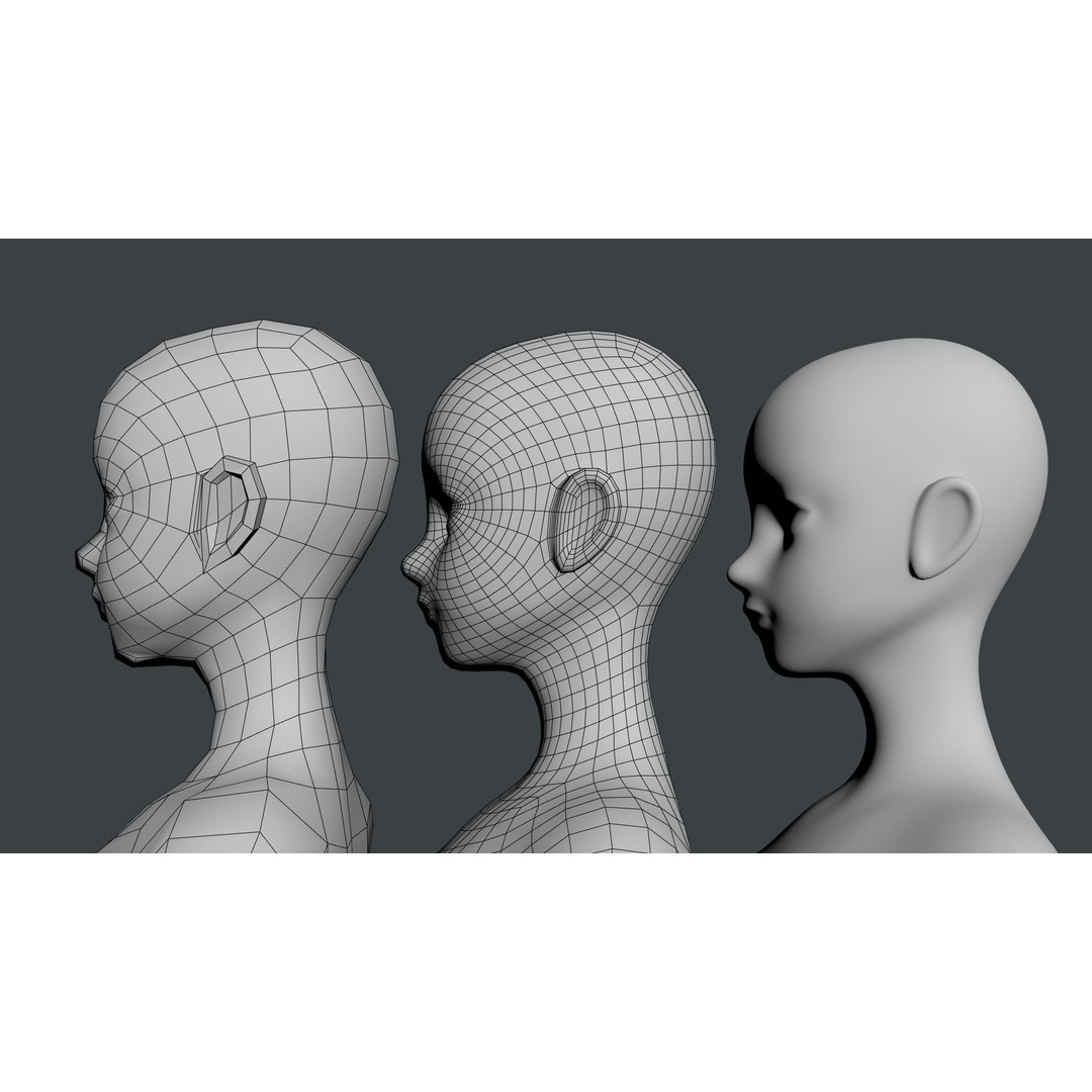 Stylized Female 3D Model – Low Poly Base Mesh for Animation, FBX