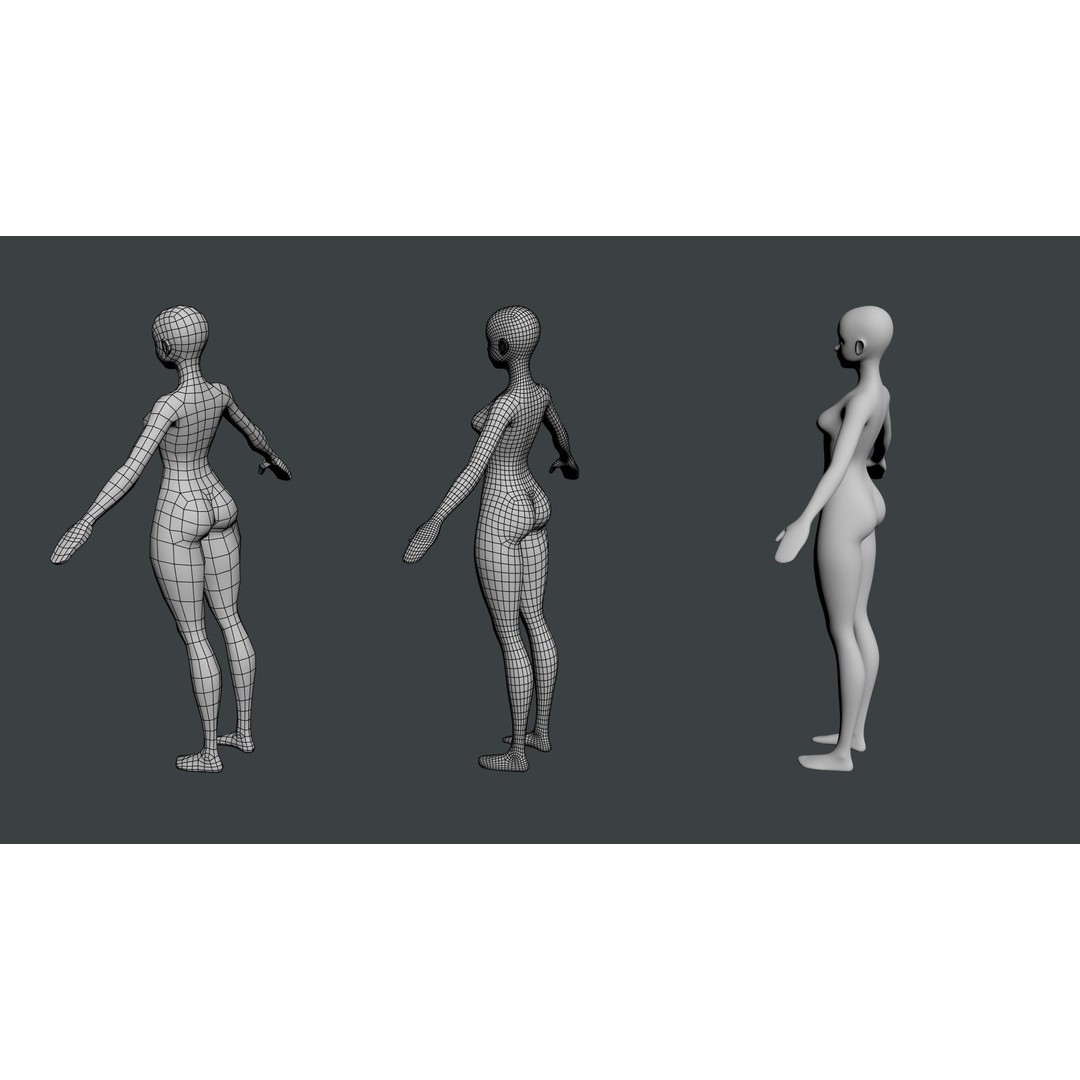 Stylized Female 3D Model – Low Poly Base Mesh for Animation, FBX - View 16