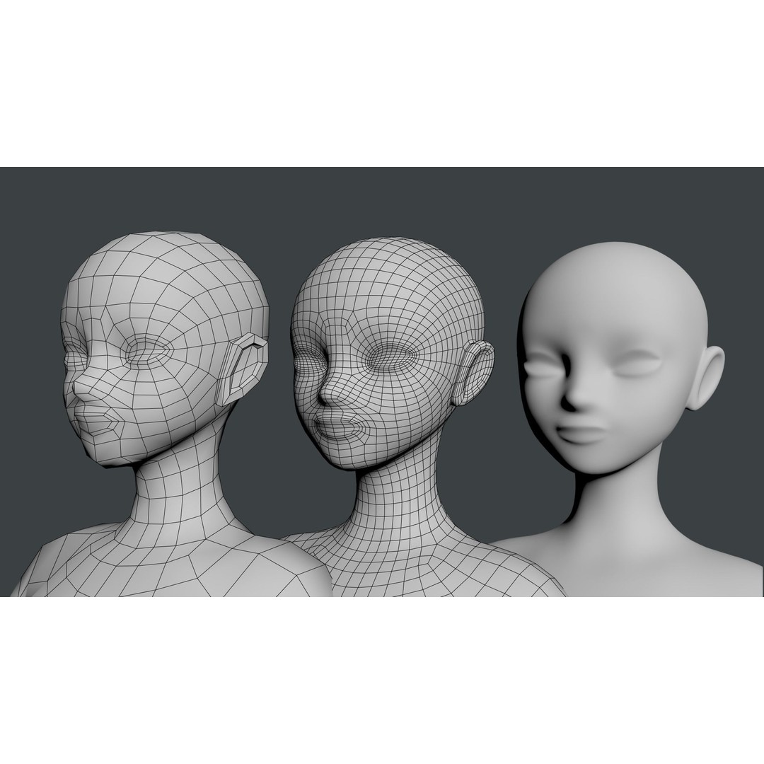 Stylized Female 3D Model – Low Poly Base Mesh for Animation, FBX - View 19