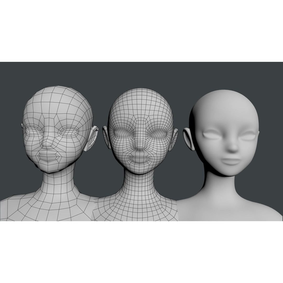 Stylized Female 3D Model – Low Poly Base Mesh for Animation, FBX - View 20