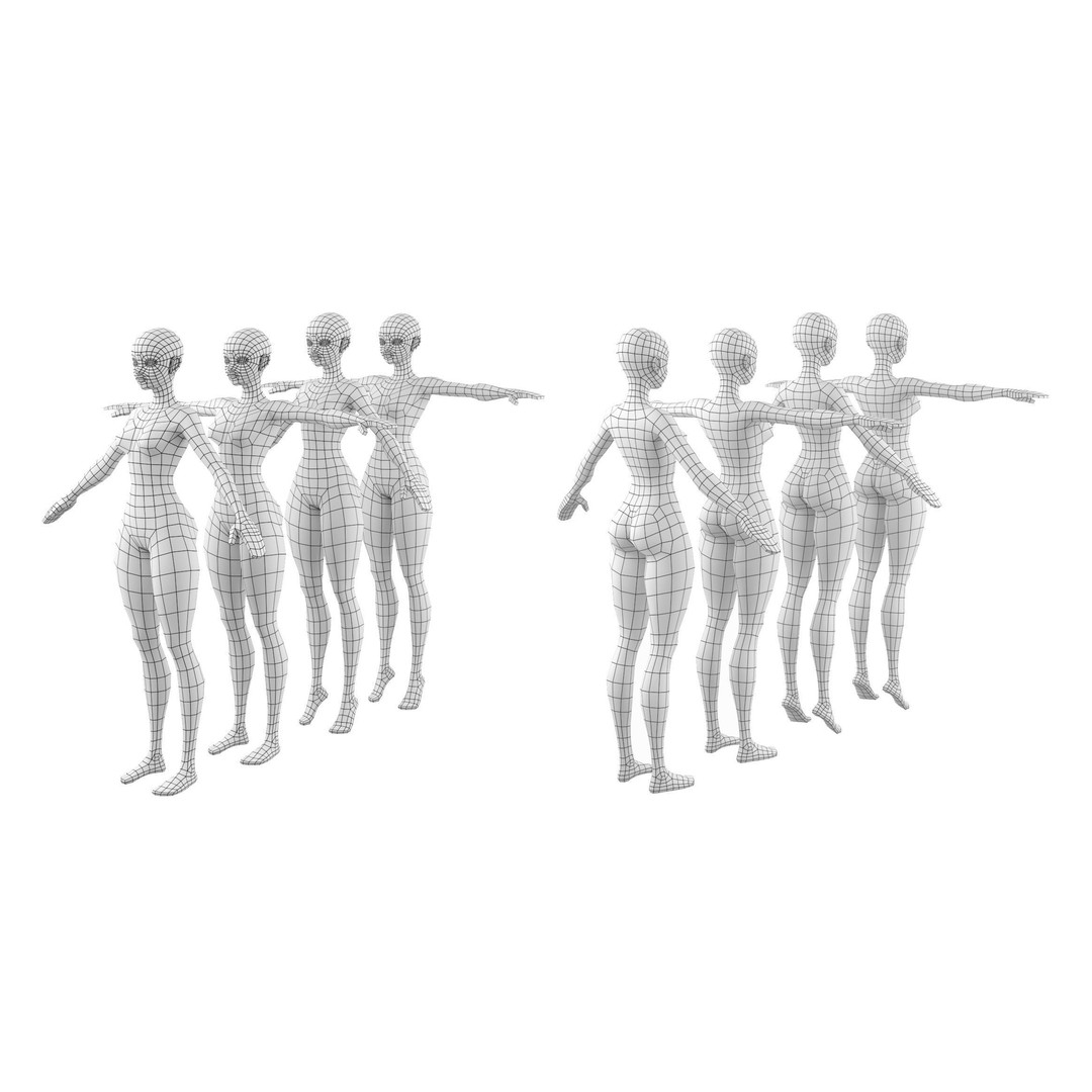 Stylized Female 3D Model – Low Poly Base Mesh for Animation, FBX - View 7