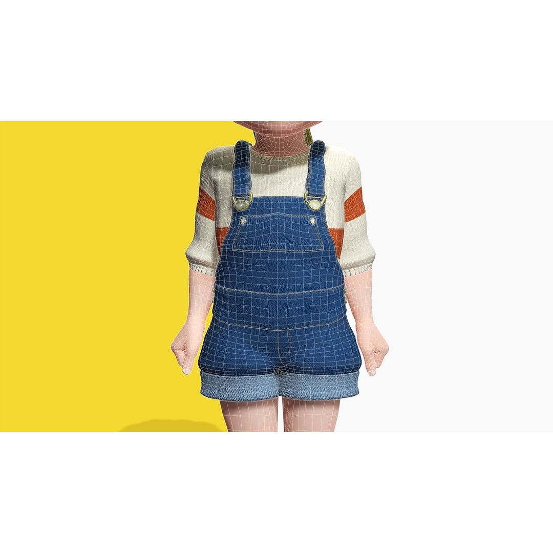 Sister Cartoon Girl 3D Model – Rigged Low-Poly Character for Animation - View 13