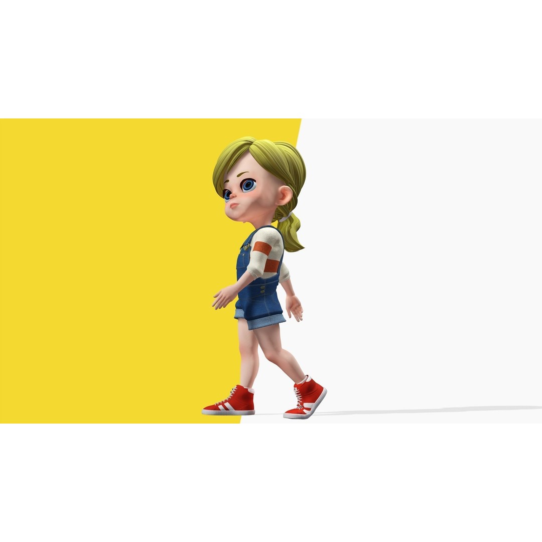 Sister Cartoon Girl 3D Model – Rigged Low-Poly Character for Animation - View 20