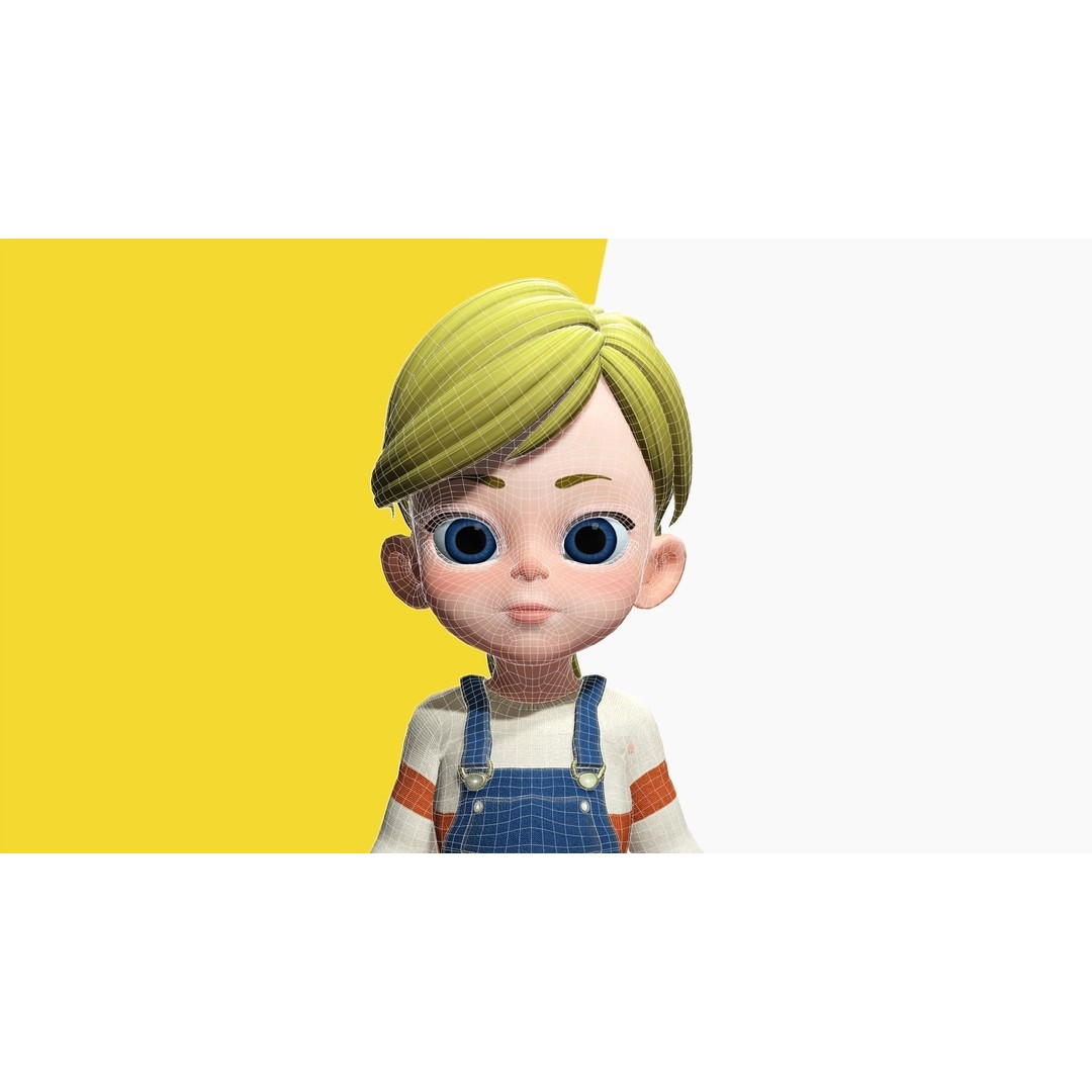 Sister Cartoon Girl 3D Model – Rigged Low-Poly Character for Animation - View 21