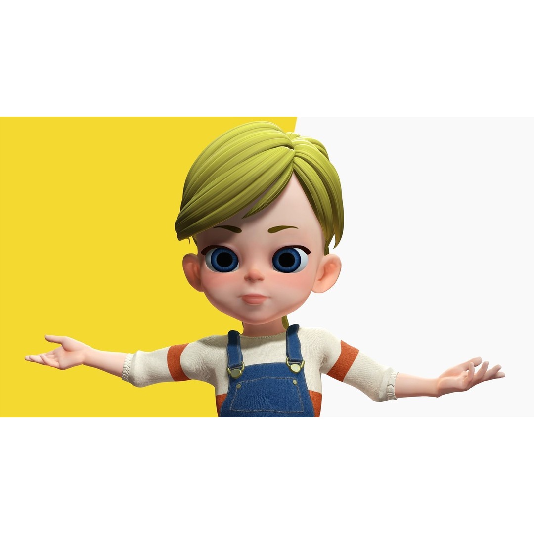 Sister Cartoon Girl 3D Model – Rigged Low-Poly Character for Animation - View 23