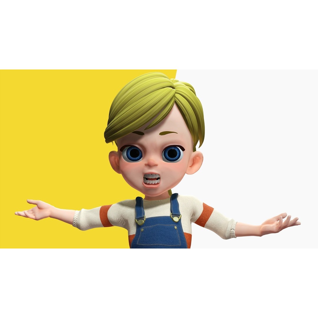 Sister Cartoon Girl 3D Model – Rigged Low-Poly Character for Animation - View 24