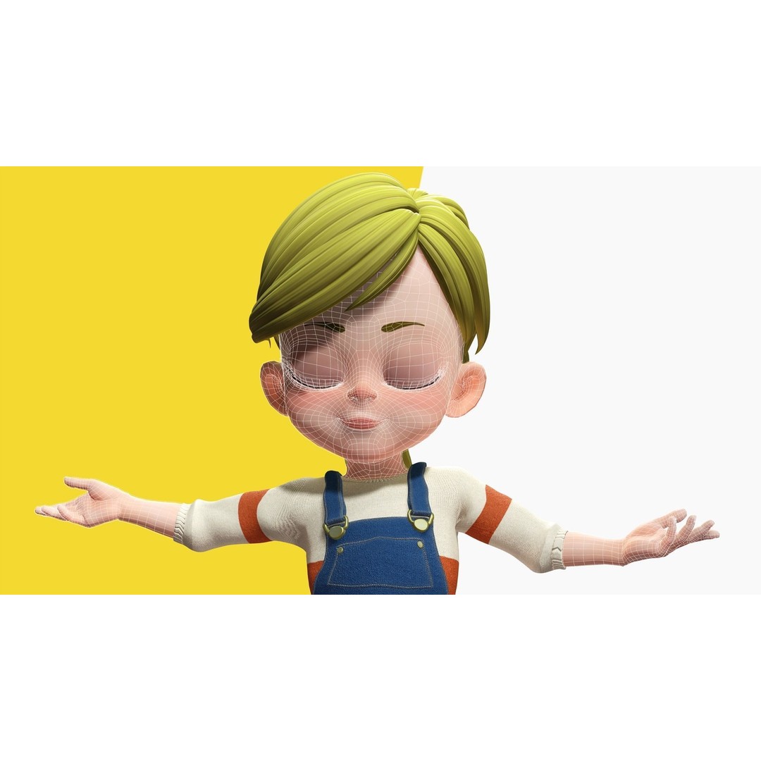 Sister Cartoon Girl 3D Model – Rigged Low-Poly Character for Animation - View 26