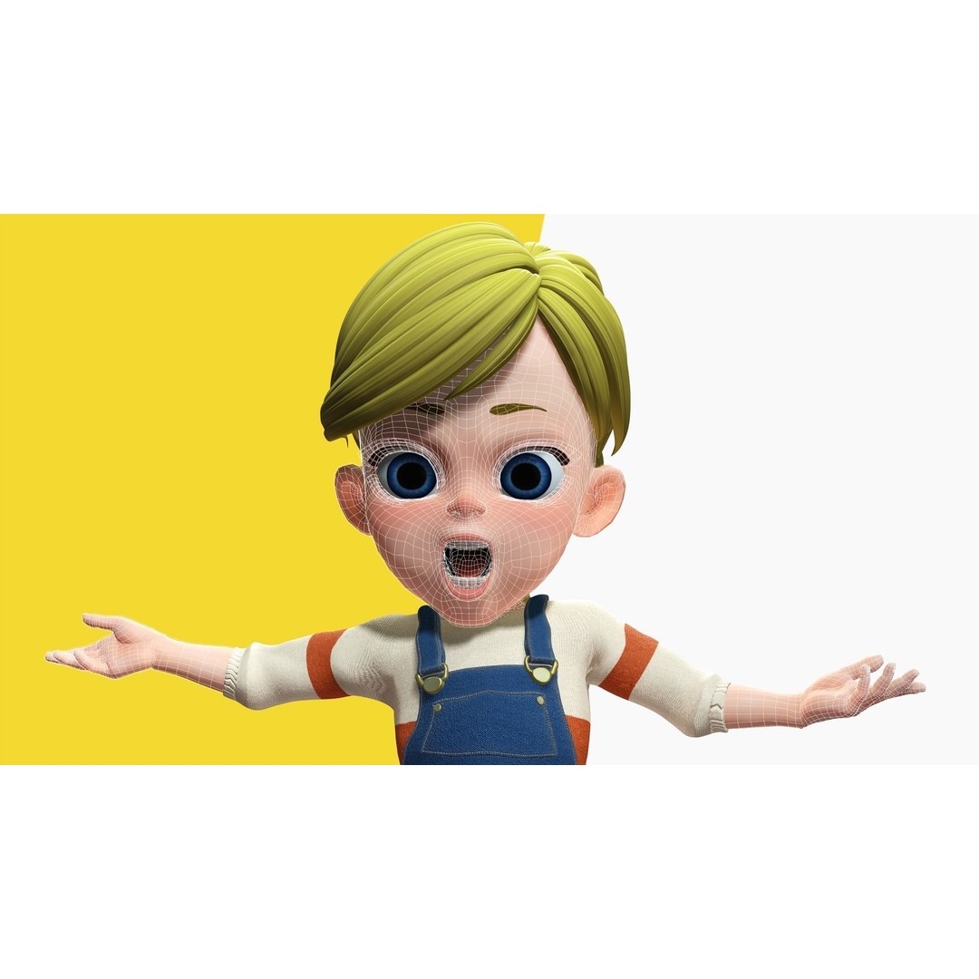 Sister Cartoon Girl 3D Model – Rigged Low-Poly Character for Animation - View 27