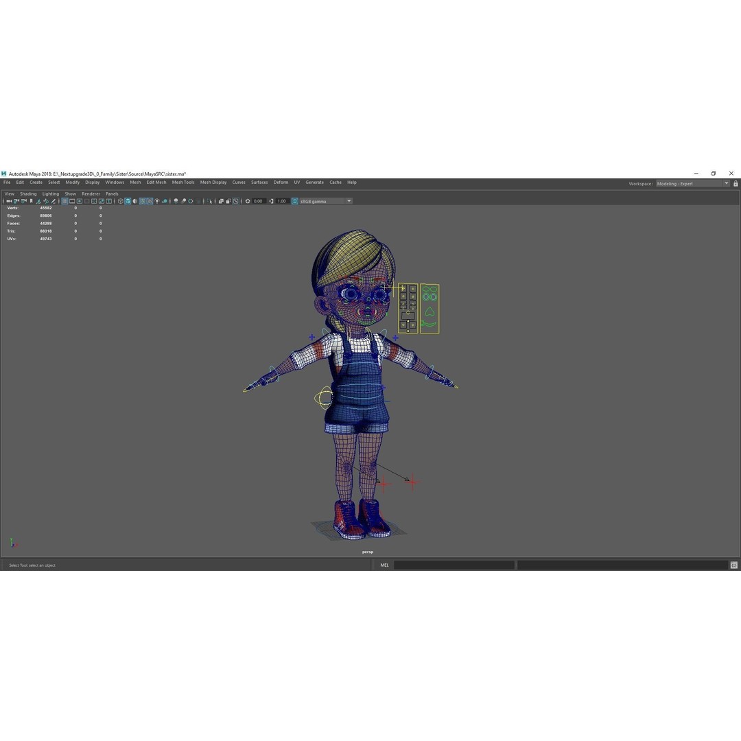 Sister Cartoon Girl 3D Model – Rigged Low-Poly Character for Animation - View 33