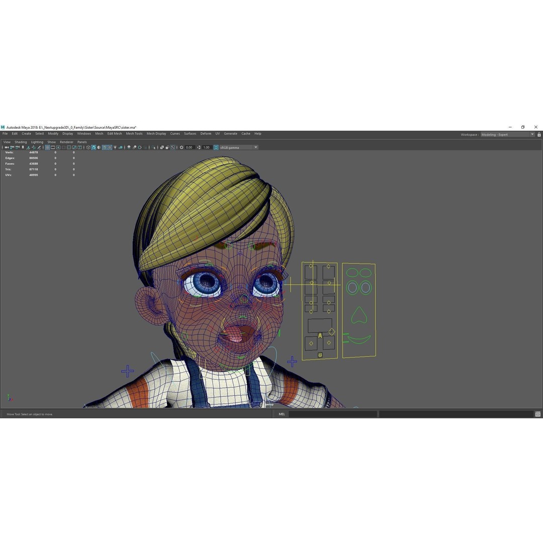 Sister Cartoon Girl 3D Model – Rigged Low-Poly Character for Animation - View 34