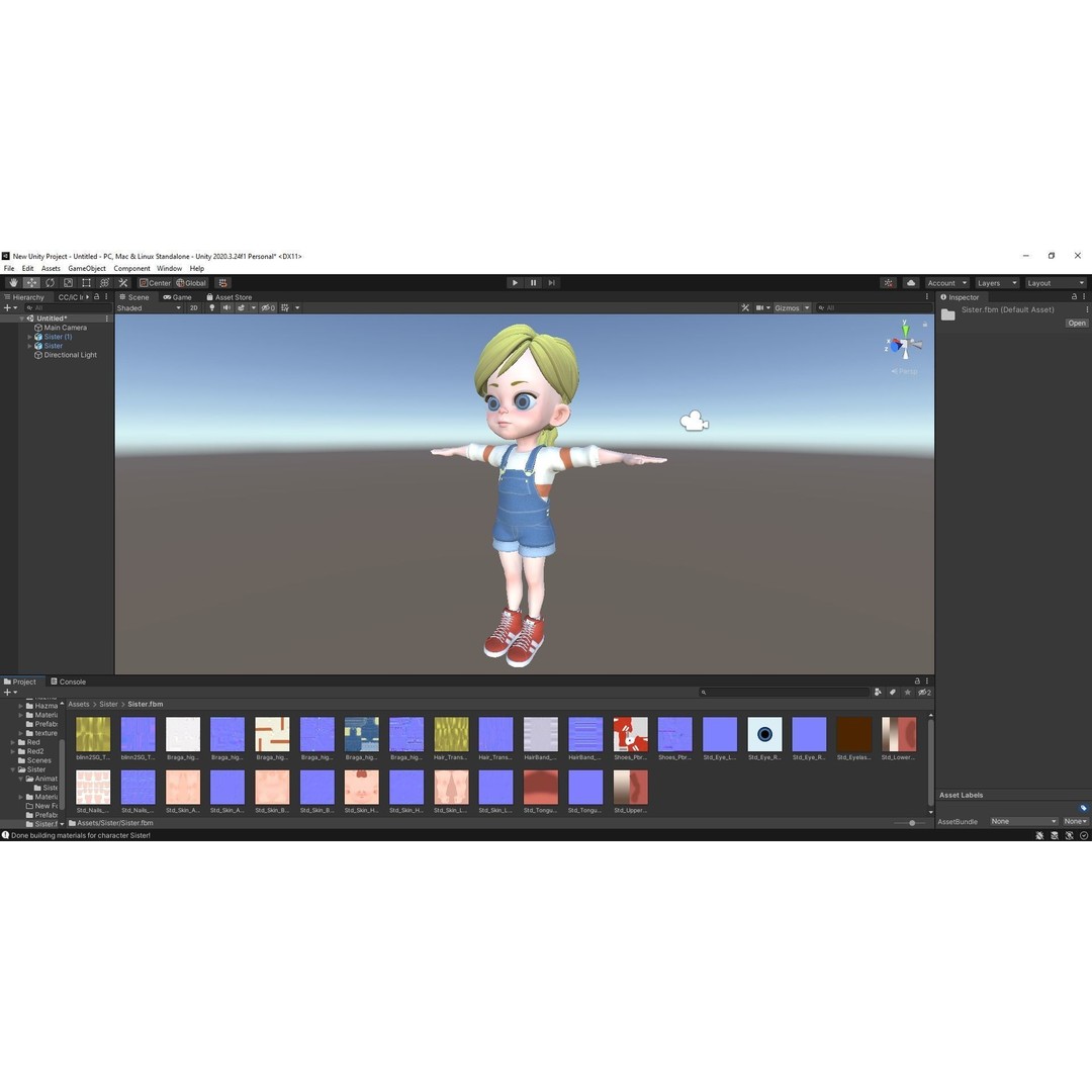 Sister Cartoon Girl 3D Model – Rigged Low-Poly Character for Animation - View 38