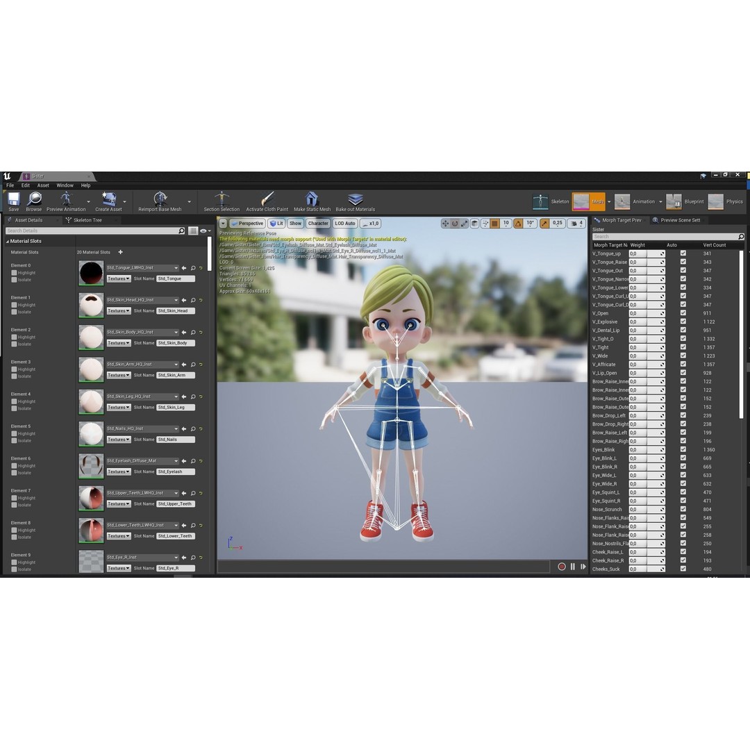 Sister Cartoon Girl 3D Model – Rigged Low-Poly Character for Animation - View 39