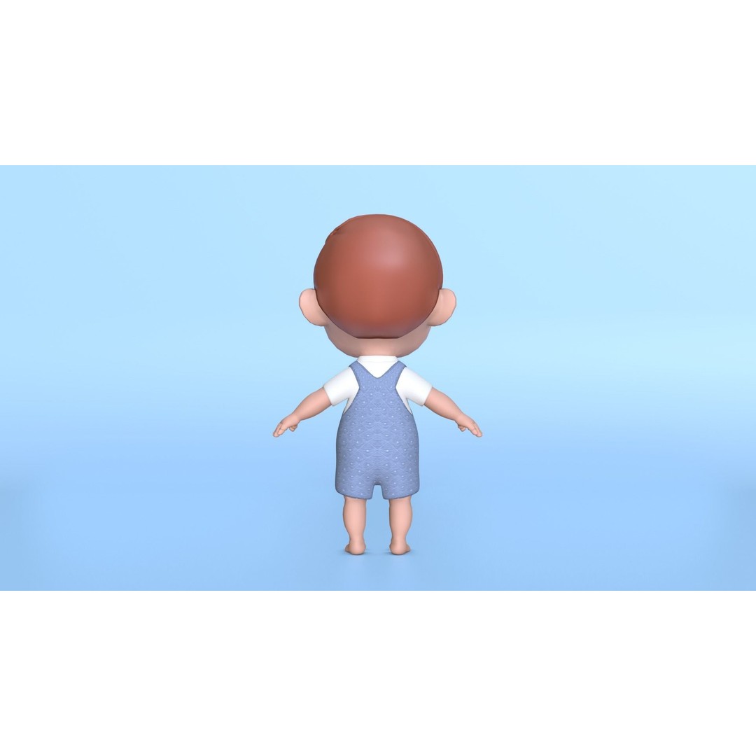 Cartoon Baby Boy 3D Model – Low Poly Game Character, PBR Textures - View 10