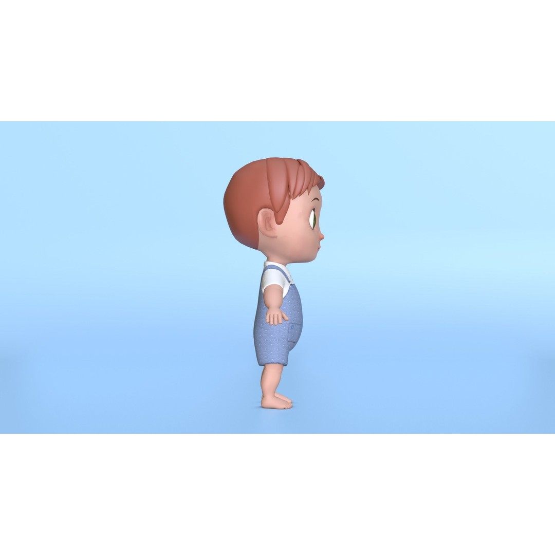 Cartoon Baby Boy 3D Model – Low Poly Game Character, PBR Textures - View 11