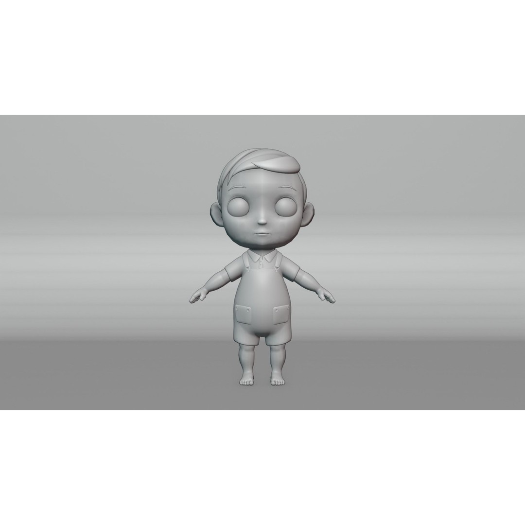 Cartoon Baby Boy 3D Model – Low Poly Game Character, PBR Textures - View 12