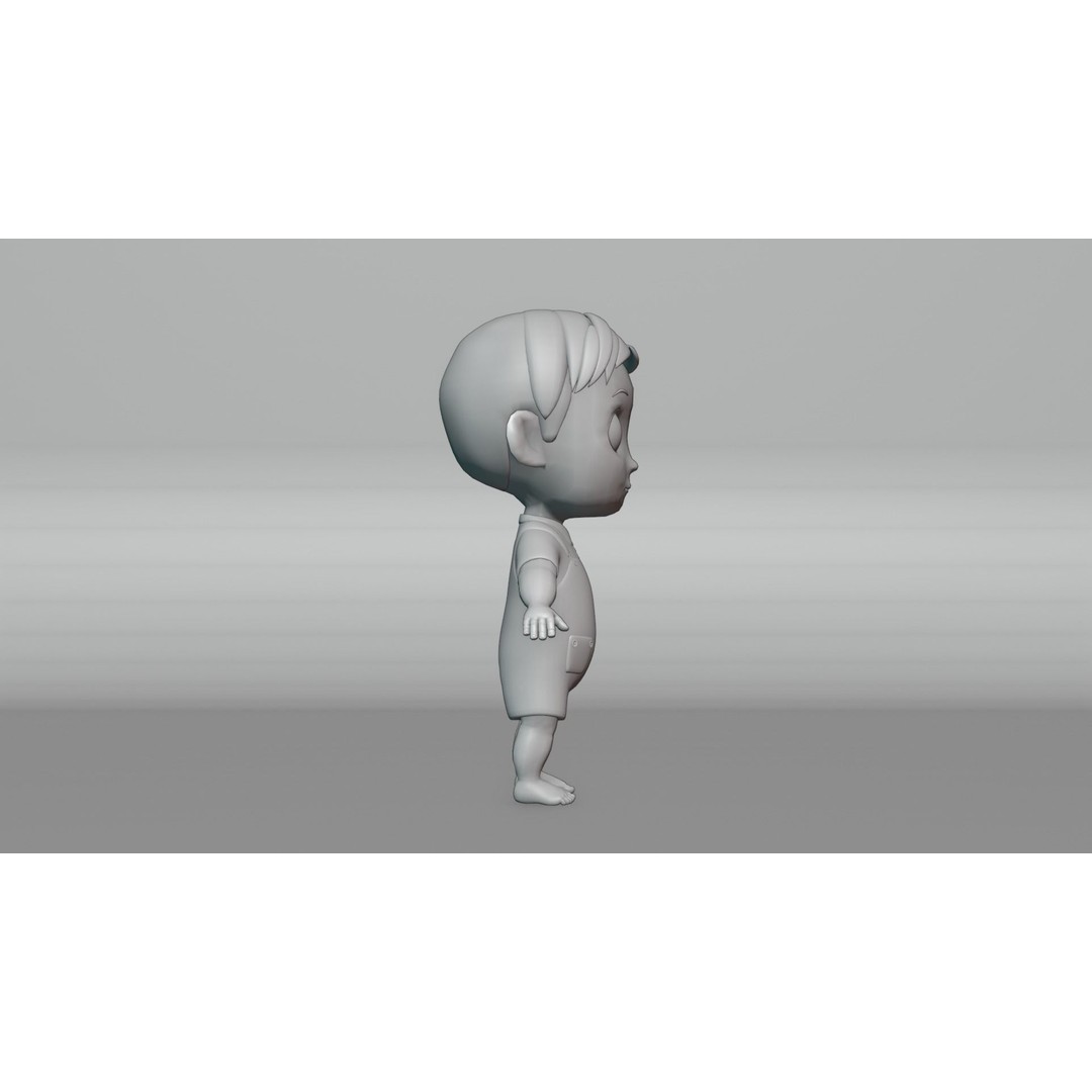 Cartoon Baby Boy 3D Model – Low Poly Game Character, PBR Textures - View 13