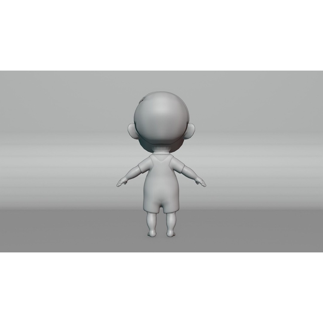 Cartoon Baby Boy 3D Model – Low Poly Game Character, PBR Textures - View 14