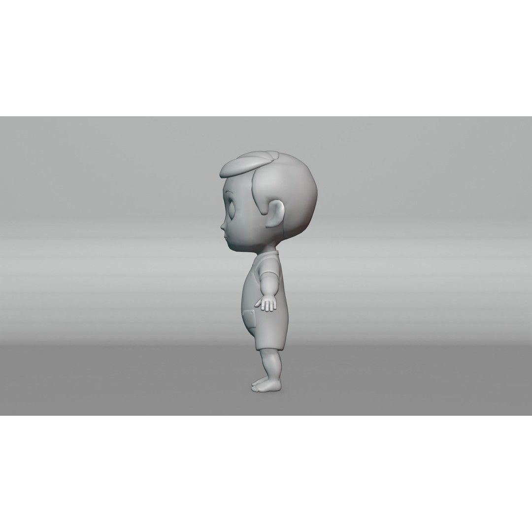 Cartoon Baby Boy 3D Model – Low Poly Game Character, PBR Textures - View 15