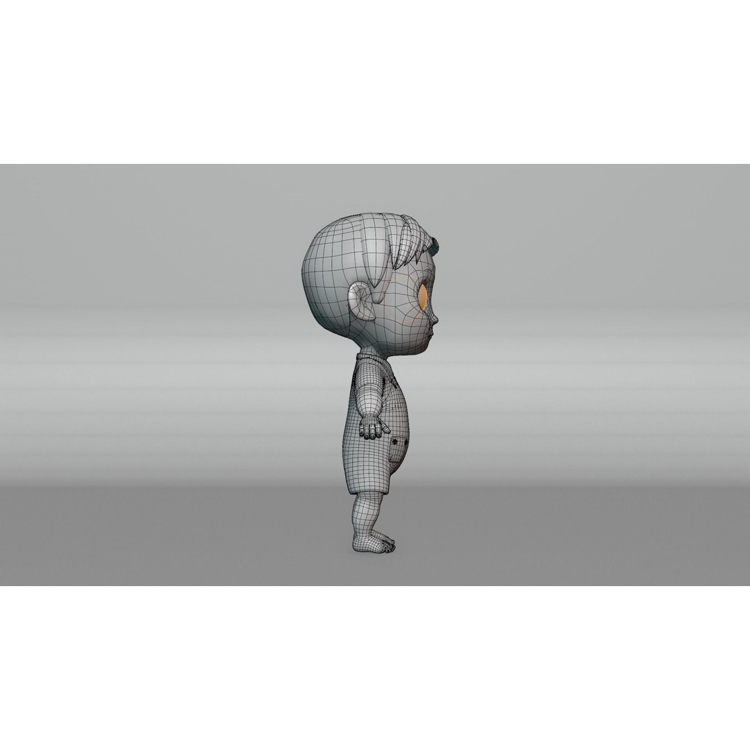 Cartoon Baby Boy 3D Model – Low Poly Game Character, PBR Textures - View 17