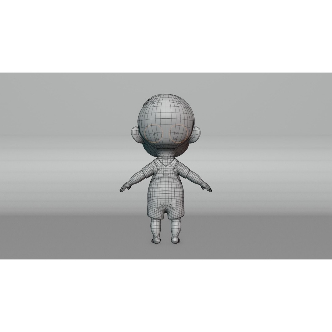 Cartoon Baby Boy 3D Model – Low Poly Game Character, PBR Textures - View 18