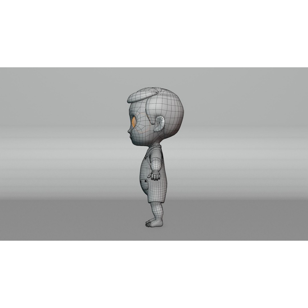 Cartoon Baby Boy 3D Model – Low Poly Game Character, PBR Textures - View 19
