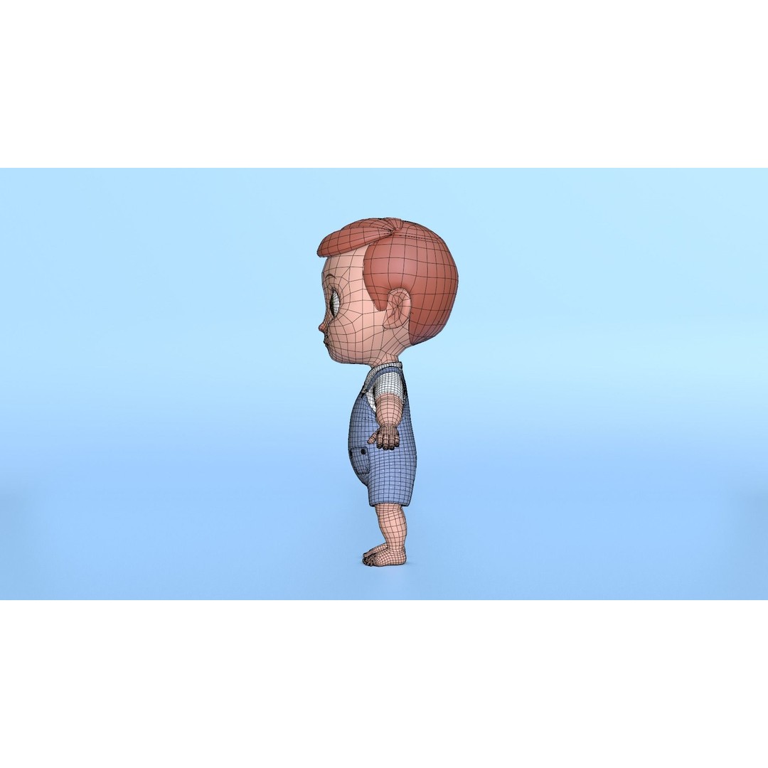 Cartoon Baby Boy 3D Model – Low Poly Game Character, PBR Textures - View 21