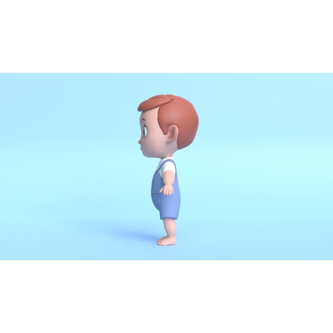 Cartoon Baby Boy 3D Model – Low Poly Game Character, PBR Textures - View 5